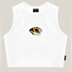 University of Missouri white cropped cut off tank